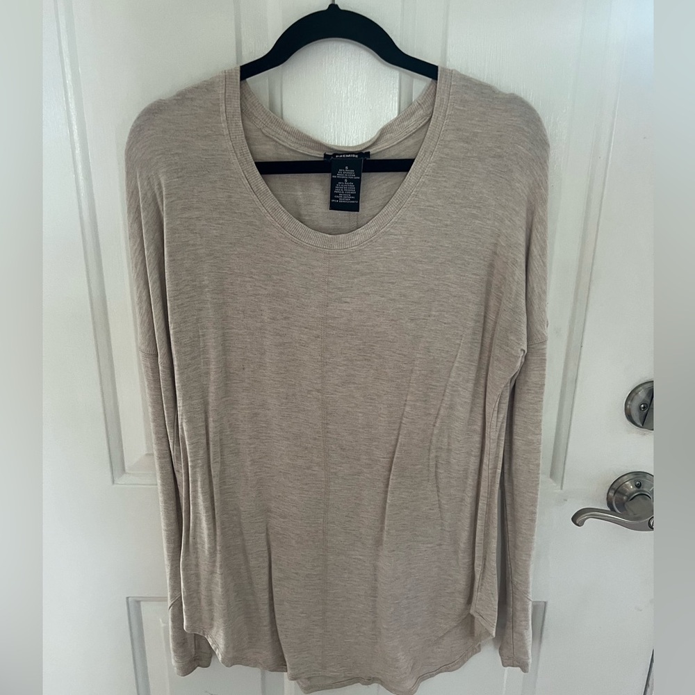 Tan long sleeved flowy shirt. Size small